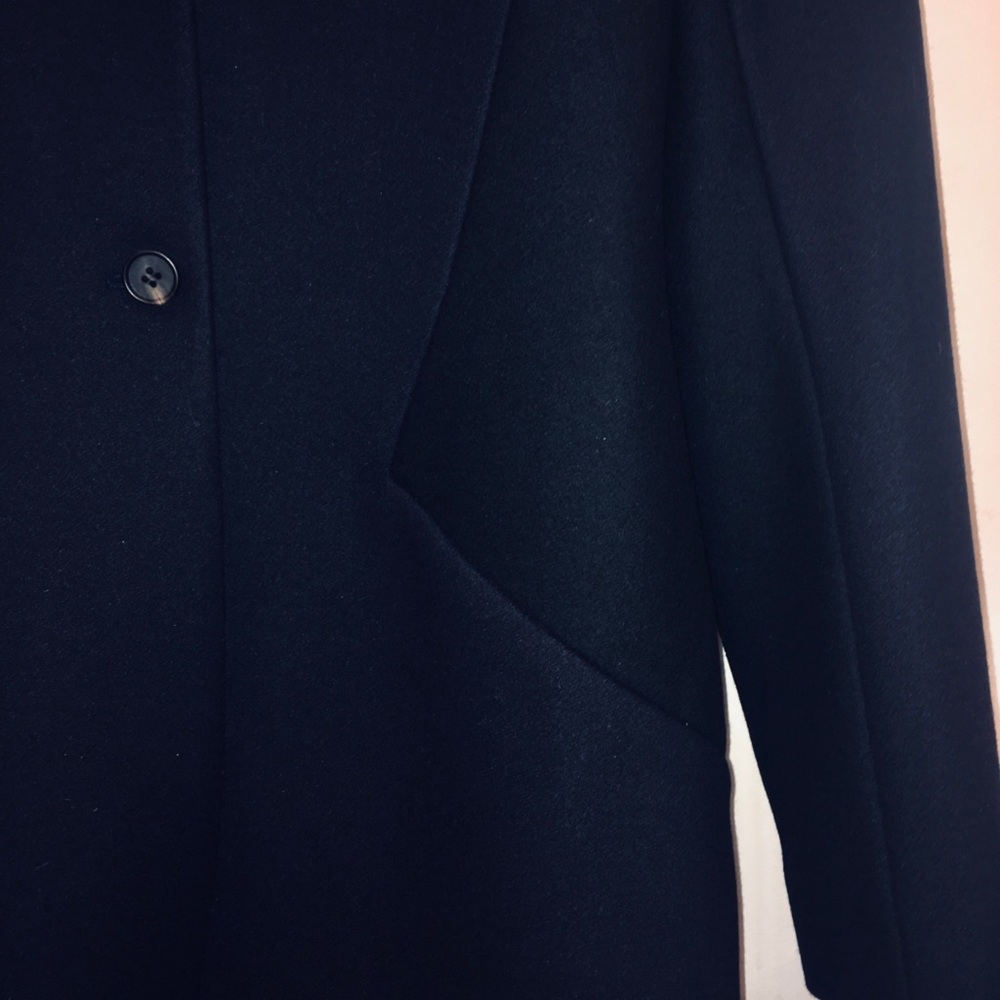 NWT ALLSAINTS Tula Coat Navy w/ leather - Picture 4 of 7